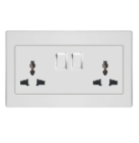Double 3pin universal switched socket