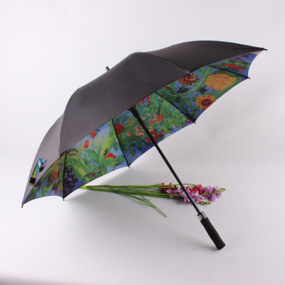 full printing double cloth pongee rain-sun protection straight umbrella wholesale