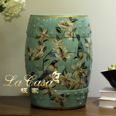 American Garden hand-painted ceramic drum stool to the bird/home decoration ornaments cool boutique drum stool