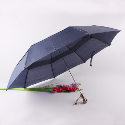 skull handle double cloth 3folding umbrella semi-fiber auto open-close sun protection wholesale