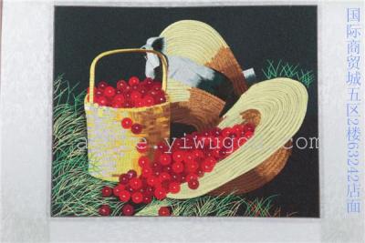 Fruit harvest Crewel embroidery decoration painting