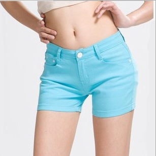New Korean women's color shorts in summer shorts, Candy-colored skinny jeans
