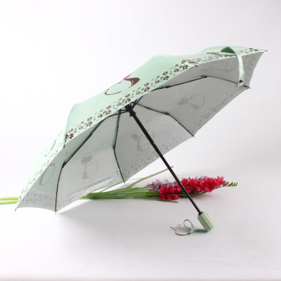 korean cute cat 3 folding silver coating fully automatic uv care sun protection umbrella 