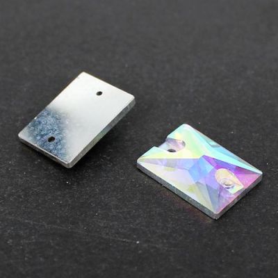 Crystal AB Beads  Rectangle Flatback Glass Beads Sew on Crystal Beads With 2 Holes DIY Beads