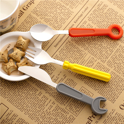 Creative cutlery tools wrench screwdriver modeling fork and spoon set three piece set Dinnerware