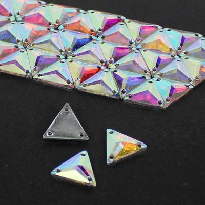 Beads 16mm 22mm Triangle Flatback Resin Beads High Shine Sewing DIY Beads For Garment Accessory Sew On Crystal Beads