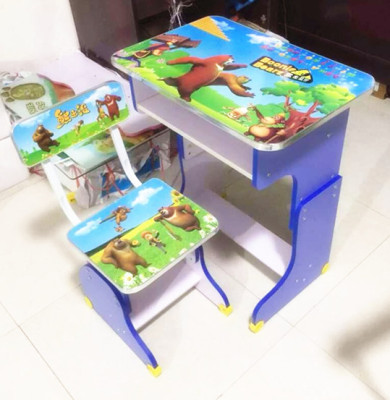 Cartoon green color density plate can be raised and lowered children learning desk drawing desk table kindergarten
