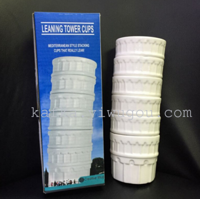 Leaning Tower of Pisa Set Cup Paris tower folding cup tea mug of coffee cup