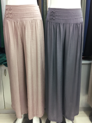 537 han version of fashion day silk cotton trousers baggy pants baggy style skirt big size high waist slacks.