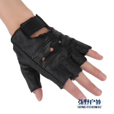 Four-hole leather half finger glove spring/summer and autumn women gloves