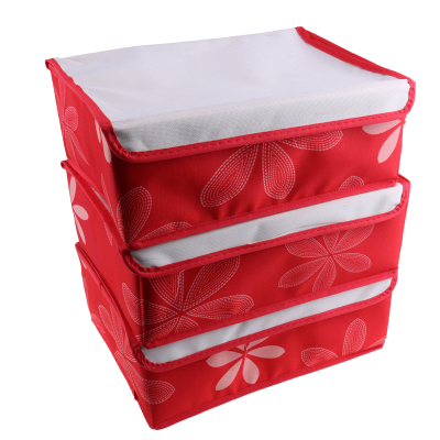 Oxford cloth solid cover three-piece set storage box bra box grid storage box f-1
