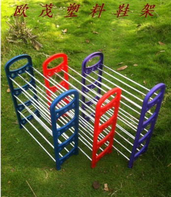 Manufacturer supplying plastic colored four-tier shoe rack, mix five-tier shoe rack, racks, shoe racks