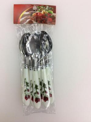 Faux ceramic handle cutlery spoon, fork