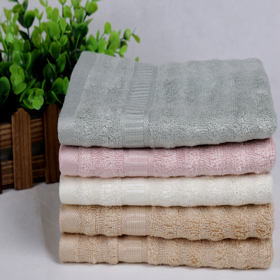 Pure cotton plain coloured towels absorbent towel bamboo fiber towel