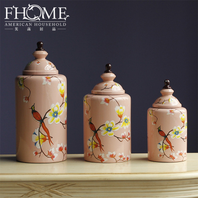 Handicraft ceramic canister-style painted cherry Warbler home accessories gift ornaments move commodity medium