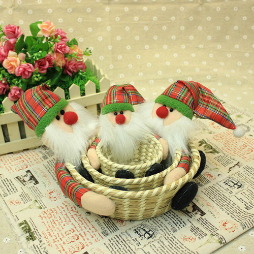 factory direct sales hand-woven storage basket santa claus straw storage basket