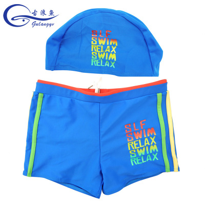Authentic gulangyu children 's flat Angle swimming trunks junior high school children' s swimming trunks boys' boy student size with swimming caps