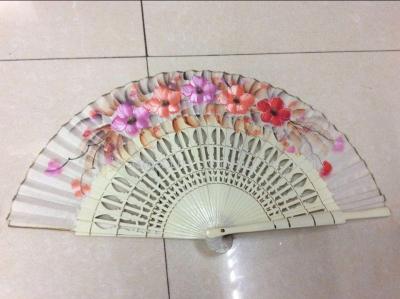 Single-sided hand-painted wood folding fan