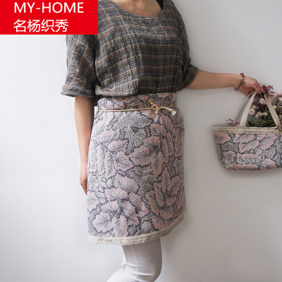 The Pink leaves Korean fashion apron kitchen anti-fouling oil home apron painted ceramic small apron