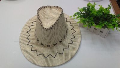 Male hat. Sunflower. Hollow straw chicken feather hat