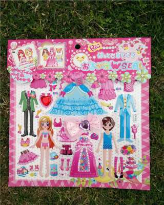 Factory direct princess dress up bubble paper children's cartoon bubble stickers