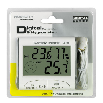 Electronic temperature and humidity meter Indoor Outdoor Thermometer external temperature probe