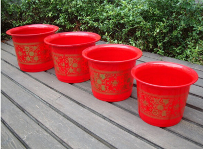 Factory-wholesale Chinese wedding flower red flower pot wedding flower pot 320-350