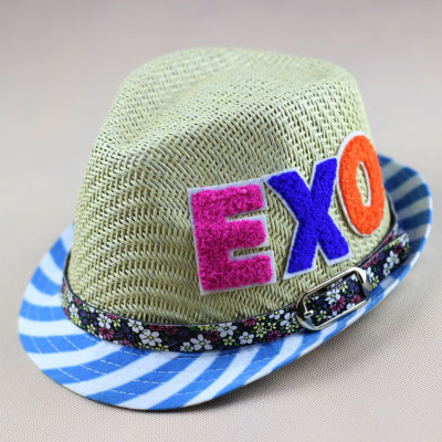 Spring straw summer EXO letters child's hat brims, air caps
