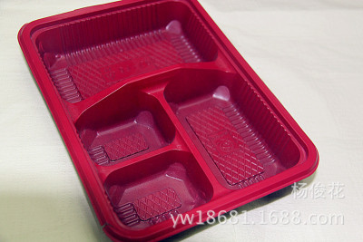 Plastic fast-food boxes/disposable fast food/utensils/four snack box red and black report