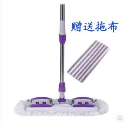 Stainless steel rod clamped to two pieces of cloth MOP 360 degrees flat MOP flat MOP flat mops