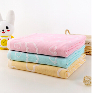 Manufacturer direct selling pure cotton double layer shocker jacquard infant terry towel by soft breathable able baby bed sheet bath towel towel