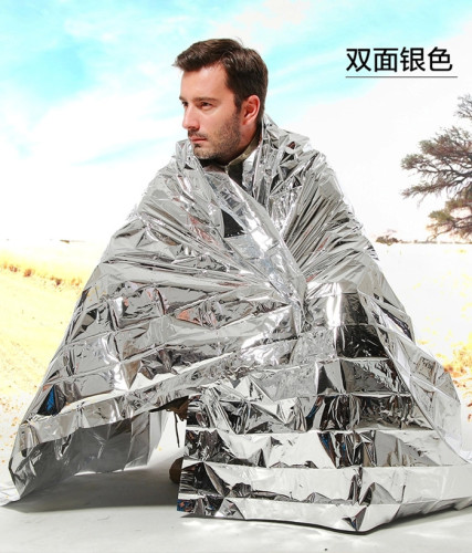 outdoor portable and versatile first aid thermal blanket survival blanket sunscreen blanket two-color optional for foreign trade only