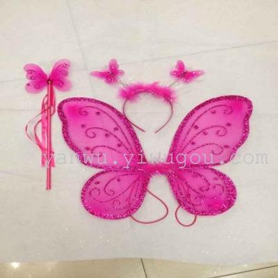 Princess wings set with headband fairy wand wings