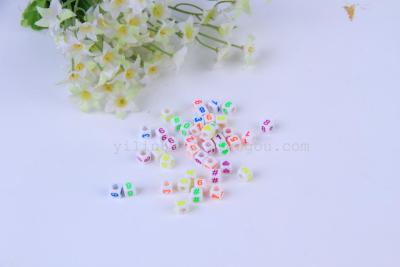 6MM square digital bead white background fluorescent word