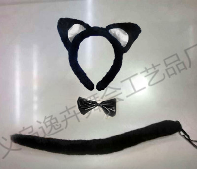Animals set of three animal head band bow tie tail three