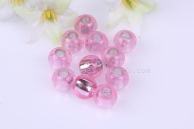 Acrylic 8MM large hole round beads with silver center