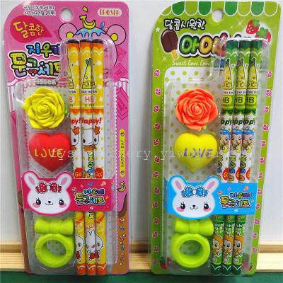 Ring rubber pencil eraser combination stationery factory outlet
