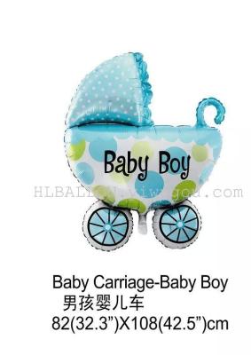 Baby series "baby carriages-BIG" birthday foil balloon party set-up and furnishing