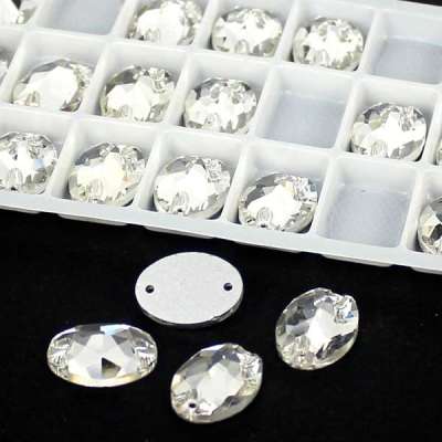 Crystal Clear Beads  Oval Flatback Glass Beads Sew On DIY Beads For Wedding Dress