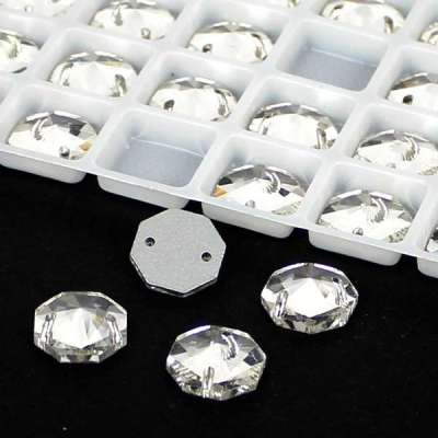 Glass Beads Flatback Octagon Crystal Clear Beads Sew On DIY Beads For Garment High Shine Crystal Beads