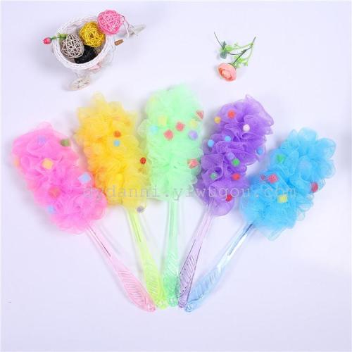 Factory Direct Sales Cute Sponge Bath Sponge Handle Bath Ball Rubbing Gadget Foam Rich Environmental Protection PE