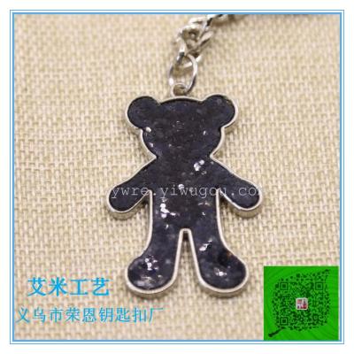 Black cartoon bear key ring alloy key ring metal key ring