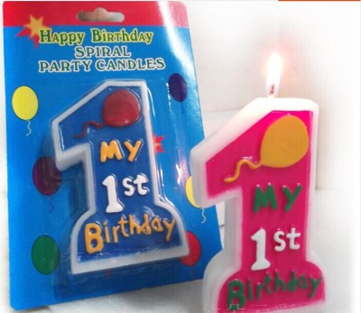 Big number candle '1' 's first birthday celebration party smokeless candles
