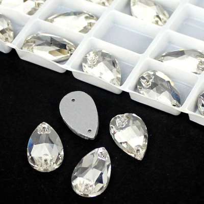 Crystal Beads Tear Drop Flatback Crystal Clear Glass Beads Sew On DIY Beads For Wedding Dress