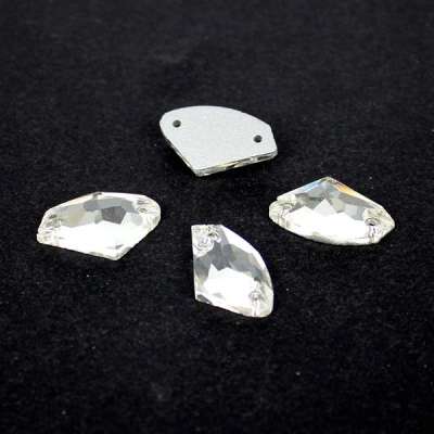 DIY Beads  Ax Shape Crystal Clear Flatback Glass Beads Sew On DIY Beads For Garment High Shine Beads