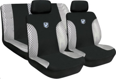Four Seasons Universal Car Seat Cover 8-Piece Marble Floor + Jacquard Black and White Plaid Pattern