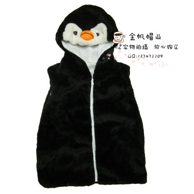 Foreign trade winter vest chemical fiber wool cartoon warm and cute penguin vest stuffed animals.