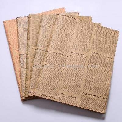 Top - shot vintage cowhide English newspaper flower wrapping paper gift wrapping paper photography background paper