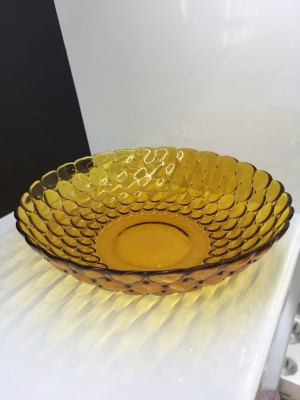 Colored Glass Bowl Korean Fruit Plate Salad Bowl Large Noodle Bowl Soup Bowl Horizontal Pattern Yellow