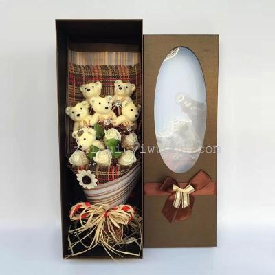 New rectangular flowers bouquet packaging box high-grade set of two Windows nine rose gift box wholesale